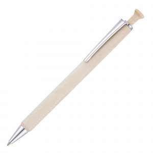 Push action ball pen with stunning chrome metal trims, this model features Birch Wood barrel from a sustainable source.