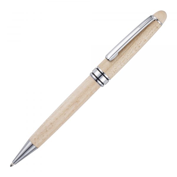 Classic design twist action ball pen made from Birch Wood, stunning chrome trims make this your go to product for a high end eco giveaway.