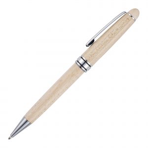 Classic design twist action ball pen made from Birch Wood, stunning chrome trims make this your go to product for a high end eco giveaway.