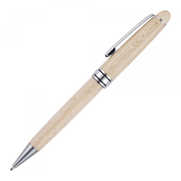 Classic design twist action ball pen made from Birch Wood, stunning chrome trims make this your go to product for a high end eco giveaway.