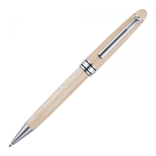 Classic design twist action ball pen made from Birch Wood, stunning chrome trims make this your go to product for a high end eco giveaway.
