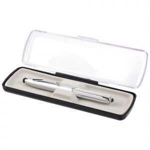 A substantial and well-made single box with a transparent hinged lid ideal for 1 pen. Price is unprinted.
