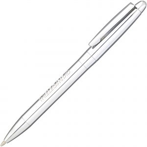 A substantial twist action ball pen in hi-chrome which is offered as an engraved option only.