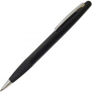 A sleek and substantial twist action pen with comfort grip and soft stylus. Undercoated chrome engraving is available on black, blue if required.