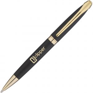 Style, elegance and a weighty feel in this prestigious twist action ball pen with a real gold plate finish. The barrel is brass so that engraving has a gold/brass engrave (please note engrave finish is not exactly as per trim.)