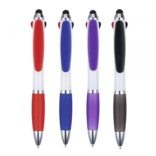 A modern multi ink version of an industry favourite! Comes complete with a stylus, comfort grip and 3 ink re-fills - black, blue and red ink.