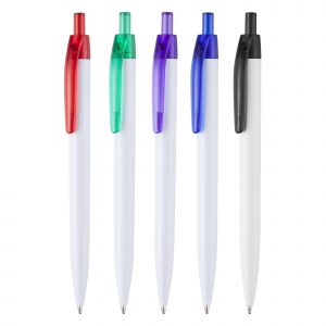 A low cost click action pen with a range of transparent clips and a great print area to the barrel.
