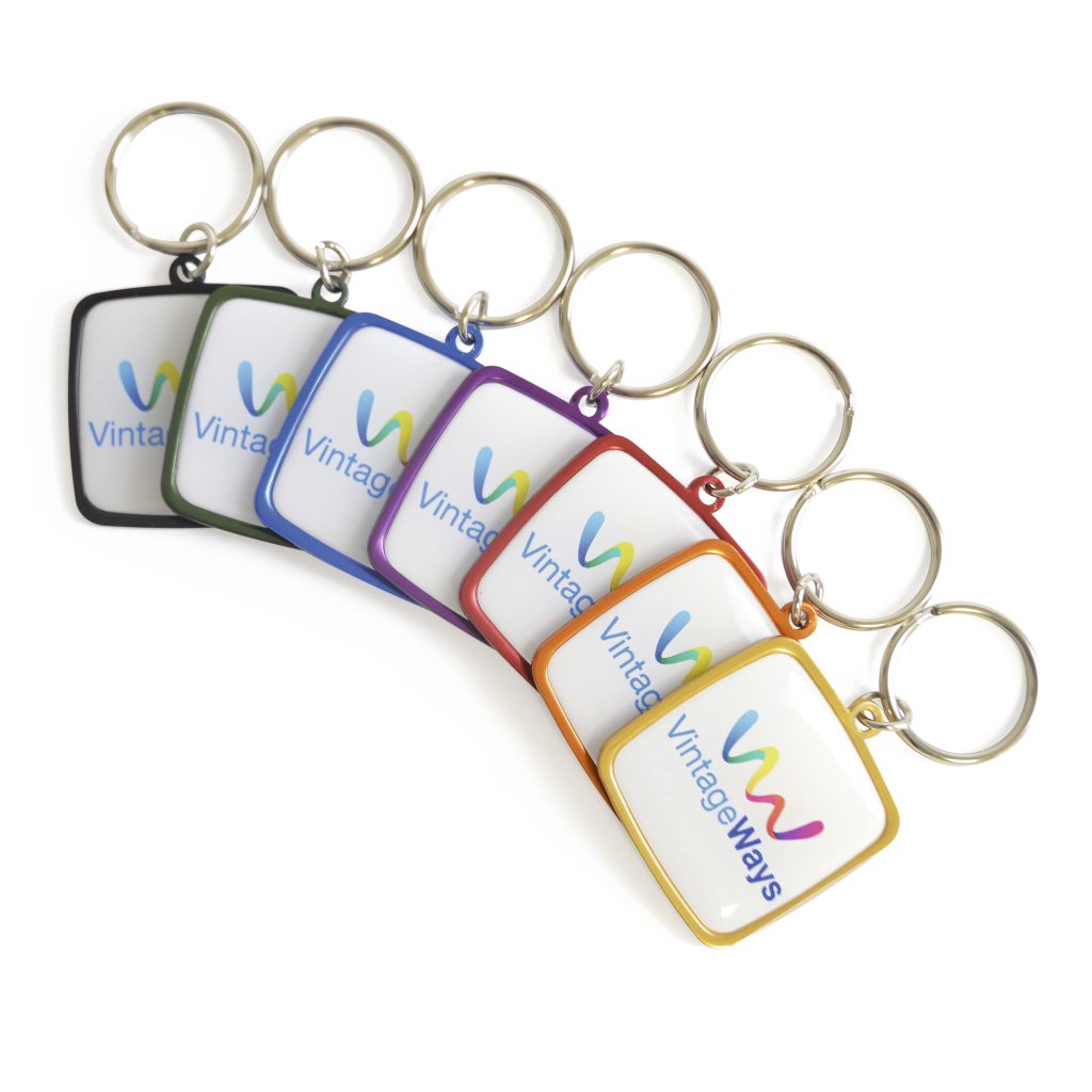 Square Key Rings Design Square Aluminium Keychain With Silver Split Ring. - The Extra Step