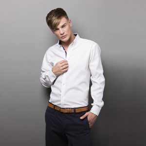 85% Cotton 15% Polyester Tailored Fit, Fused Stand Up Collar, Contrast Inner Collar.