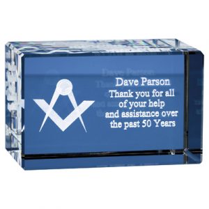 The optical crystal block can be 2D or 3D sub surface laser engraved. Price includes sub surface engraving and foam lined gift box.