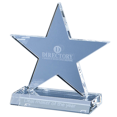 The star is hand crafted out of perfectly clear optical crystal. Price includes engraving and foam lined gift box.