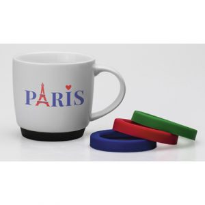 The Paris Mug is a wonderfully versatile mug which can be customised with either a Red, Blue, Green or Black Silicone rubber base. Add a splash of colour to your mug.