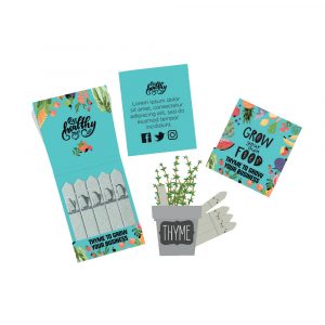 Small standard Seedsticks printed in full colour on both sides with a choice of flower, vegetable, herb or tree seeds. Also available in many different shapes & sizes at an additional cost, please contact for details.