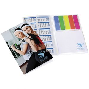 Laminated card cover contains 5 x 25 sheet index tabs, 25 sheet 3"x3" sticky note pad.
