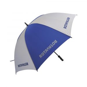 Strong and lightweight low cost fibreglass golf size umbrella. Stormproof fibreglass stem and ribs for increased flexibility and stability in windy conditions, ergonomic black pistol grip handle.