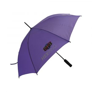 High quality, low cost modern automatic opening walking size umbrella. Black metal stem and spike with brushed metal detailing, automatic opening function for quicker opening, black eva handle