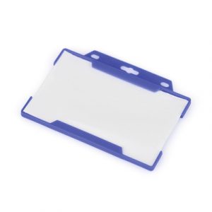 Plastic card and pass holder with cut out hole to attach to a lanyard. Available in 5 colours.