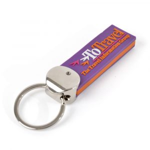 3 layered PVC keyring including raised logo to 2 sides.