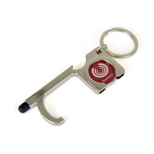 With a built in trolley coin this hygiene key is the ultimate accessory for any shopping trip. Comes with a split ring attachment.