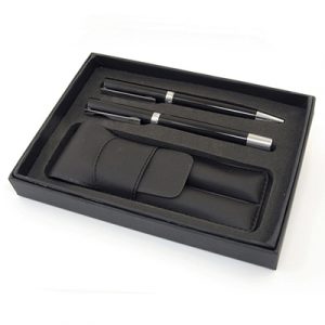 Consort box with pouch containing the Ambassador ball pen and rollerball