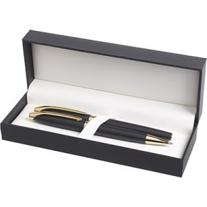 Ballad Gold ball pen & rollerball packed in the Hi-Line gift box
