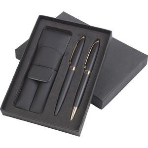 Consort box with pouch containing the Ballard Gold Ball Pen and Roller Ball