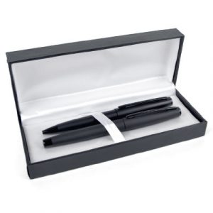 The Panther ball pen and roller pen housed in a Deluxe Gift Box. Price includes a 1 colour print to both Ball Pen and Roller Pen. Box lid can be printed at an extra cost