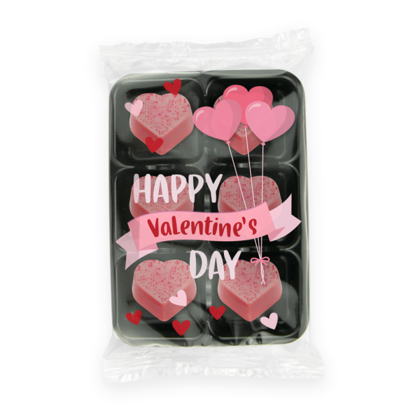 Flow wrapped raspberry heart truffles