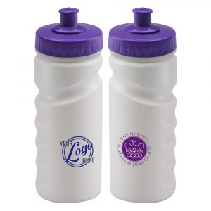 500ml plastic sports bottle in white or clear printed witht he Commemorative logo on 1 side and your logo on the reverse