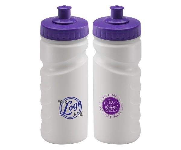 500ml plastic sports bottle in white or clear printed witht he Commemorative logo on 1 side and your logo on the reverse