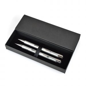 A Beck ball pen and pencil supplied in a card Austin Gift Box. Price shown is for both writing instruments printed in 1 colour (same design/colour).