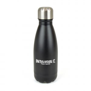 500ml singled walled stainless steel drinks bottle with a black powder finish and silver screw on lid (PP plastic lid inner). BPA and PVC free. Available in black.