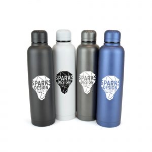 550ml double walled matt finish stainless steel drinks bottle with matching coloured lid. PP plastic lid inner. BPA & PVC Free.