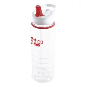 750ml single walled, transparent, PET plastic drinks bottled with white PP plastic lid, clear PE plastic straw, coloured band and AS plastic coloured fold down sip mouth piece. BPA & PVC free. Available in 11 colours. This product replaces MG0606 & is now made from PET material.