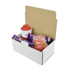 Kick back and relax with this treat filled box. Each gift set contains a branded Grippy Travel Mug and hot drink sachet, crisps, chocolates and biscuits.