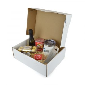 A treat filled pack with added fizz! Each pack contains a small bottle of Prosecco, Boston Bottle Opener and the sleek stainless steel Vermeer Travel Mug. You will also find a selection of premium snacks including luxury chocolate, crisps and biscuits.