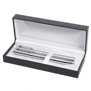 Hi-Chrome ball pen & rollerball packed in the Deluxe gift box