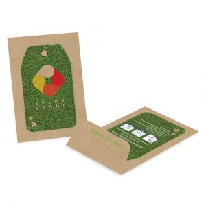 Full colour customisation (front & back), Kraft, envelope style, with flower, vegetable, herb or tree seeds, with x5 seedsticks
