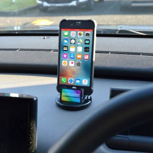 In car phone holder with anti-slip base with twist function.