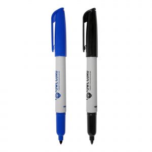 Writes on many surfaces including glass, metal, plastic and foil. Supplied in ether blue or black permanent water-resistant ink.