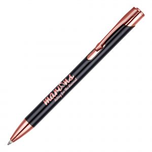 BECK ROSE-GOLD metal Ball Pen in BLACK with ROSE-GOLD undercoat.