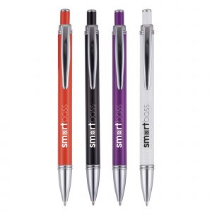 A stylish metal pen with a great print area to the barrel and a positive click action.