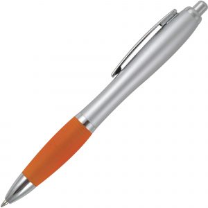 A curvy push action ball pen with a huge choice of grip colours.
