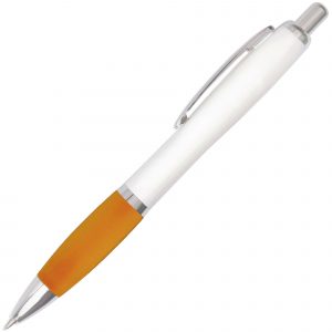 A curvy push action ball pen with a huge choice of grip colours.