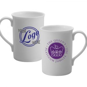 Windsor Bone China mug printed with the Queen's Platinum Jubilee logo