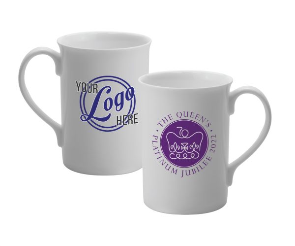 Windsor Bone China mug printed with the Queen's Platinum Jubilee logo