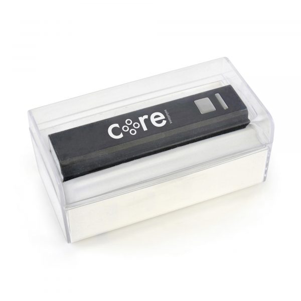 Portable cuboid shaped power bank with 2200mAh, supplied with USB cable and instruction manual. Can recharge most smart phones!. Never get caught with a flat battery again Packed in a white box. Available in 7 colours.