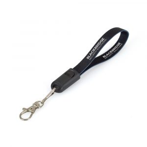 A 2-in-1 keyring and charger with trigger clip and full colour printing. Available in black and white.