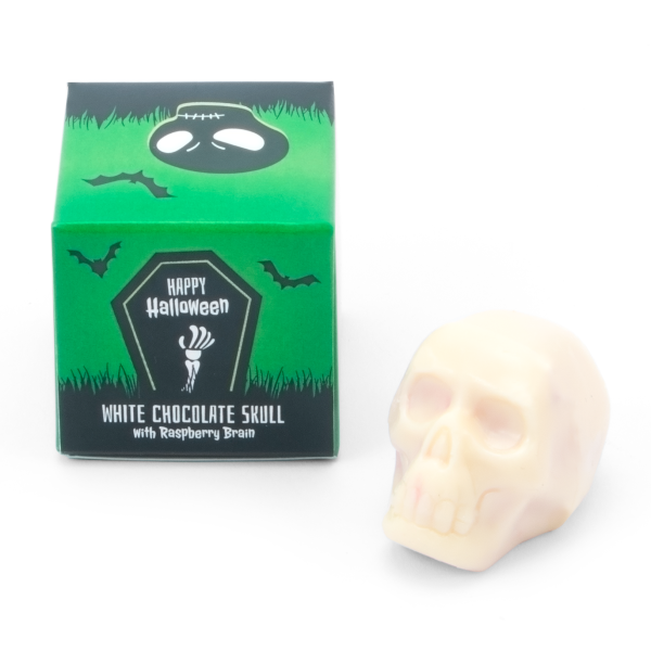 Halloween – Eco Mini Cube Box - White Chocolate Skulls - x1