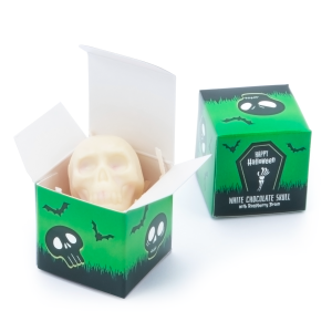 Halloween – Eco Mini Cube Box - White Chocolate Skulls - x1